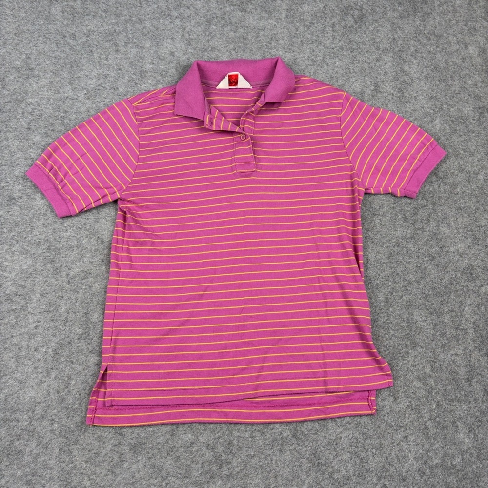 Strawbridge & Clothier Polo‎ Shirt Mens L Pink Yellow Striped Old Money Vintage